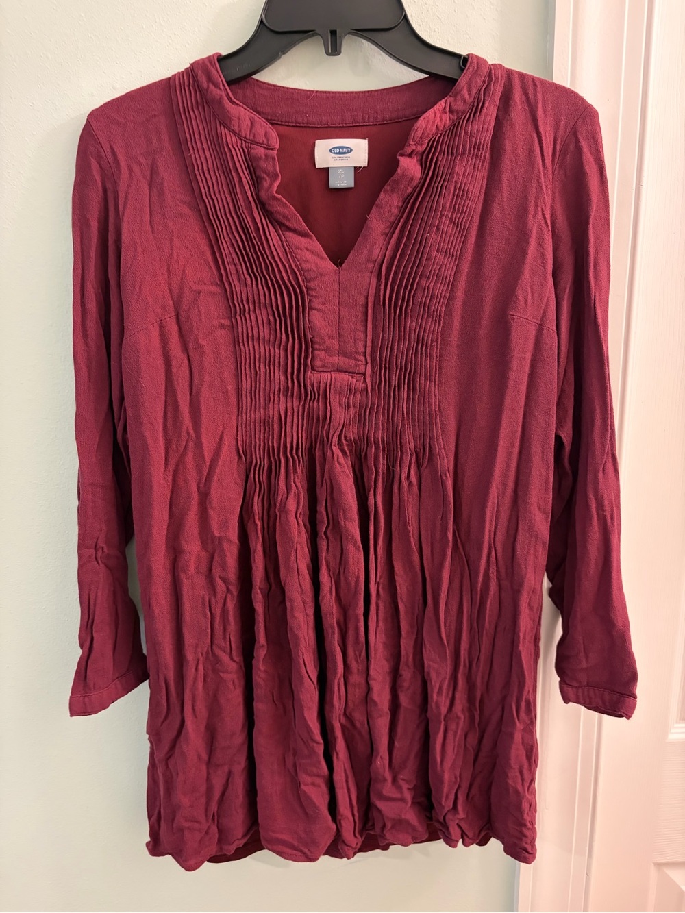 Old Navy Wine Pintuck Peasant Tunic